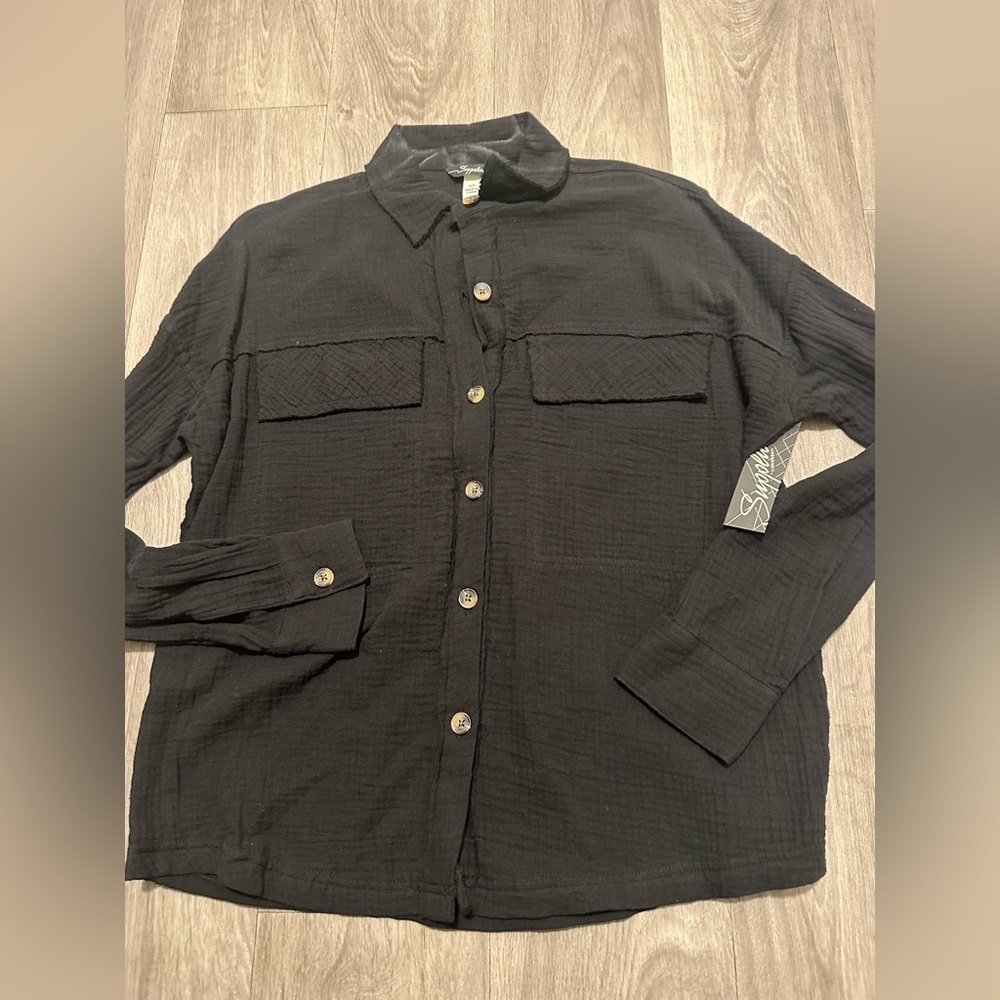 Supplies by UNIONBAY Crinkle Gauze Button Front Shirt Jacket sz XS nwt